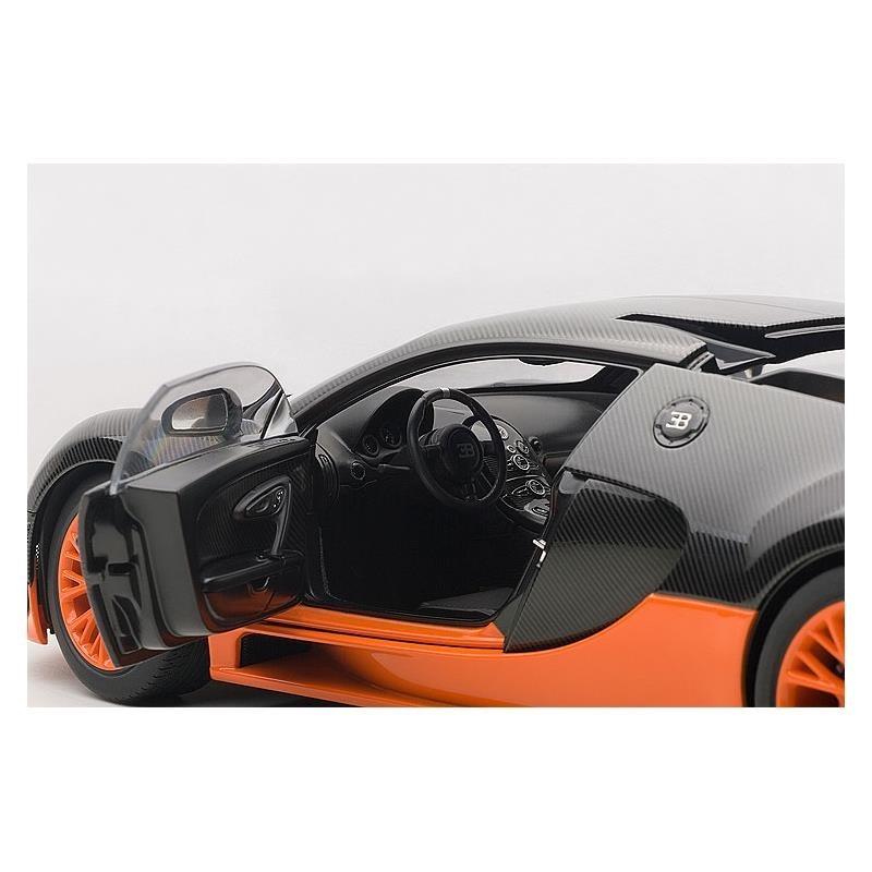 Bugatti Veyron Super Sport Edition Carbon Fiber Black With Oran1/18 Diecast Car Model by Autoart