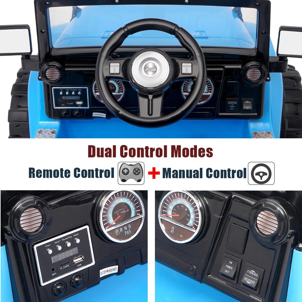 Zimtown Safety 12V Battery Electric Remote Control Car, Kids Toddler Ride On Cars Motorized Vehicles Toy Car, Wheels Suspension, Seat Belts, LED Lights and Realistic Horns Blue