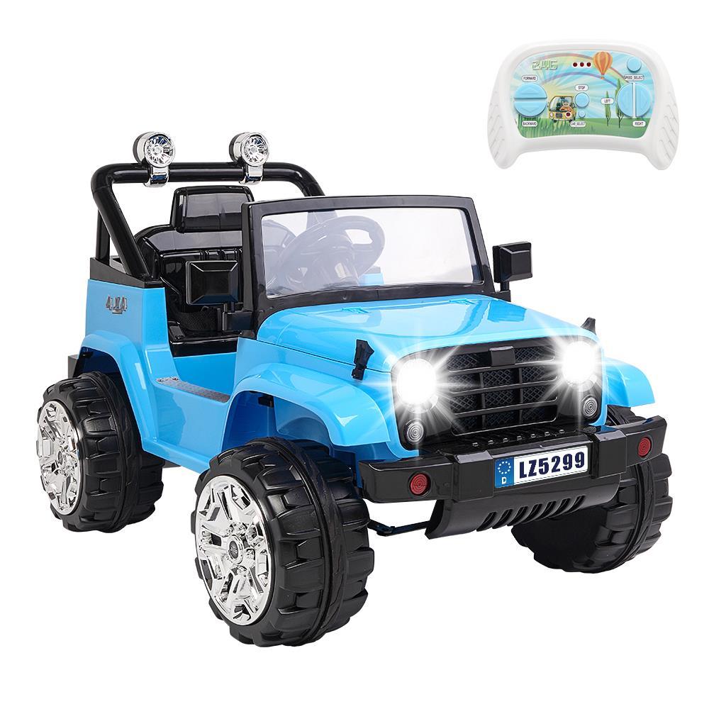 Zimtown Safety 12V Battery Electric Remote Control Car, Kids Toddler Ride On Cars Motorized Vehicles Toy Car, Wheels Suspension, Seat Belts, LED Lights and Realistic Horns Blue