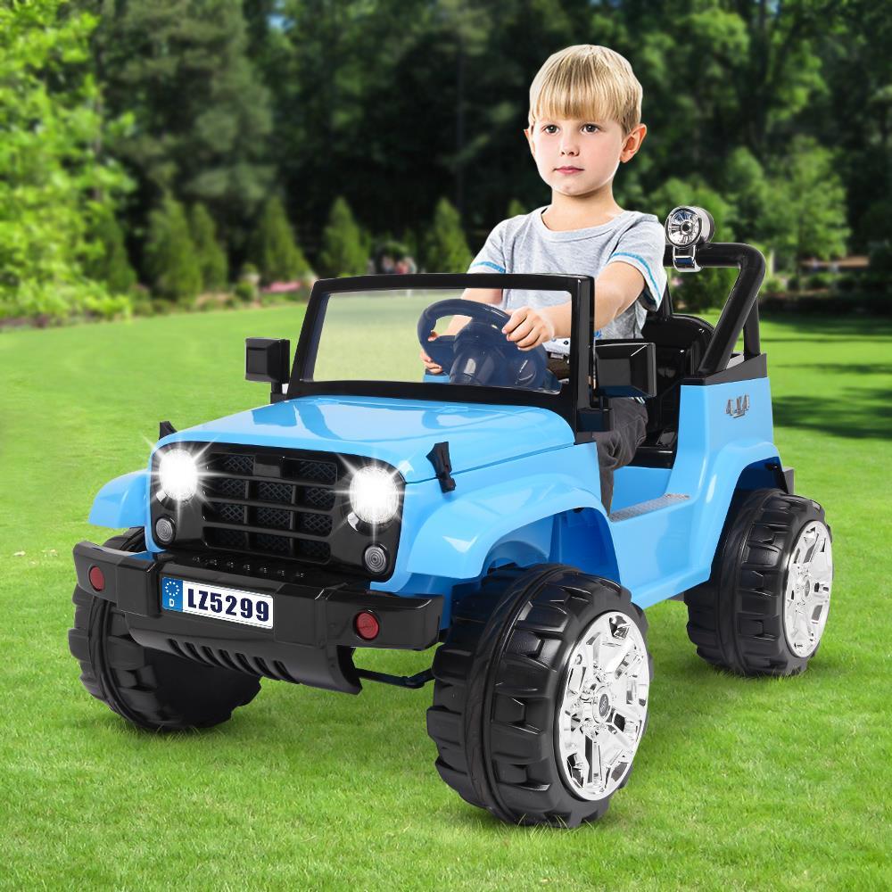 Zimtown Safety 12V Battery Electric Remote Control Car, Kids Toddler Ride On Cars Motorized Vehicles Toy Car, Wheels Suspension, Seat Belts, LED Lights and Realistic Horns Blue