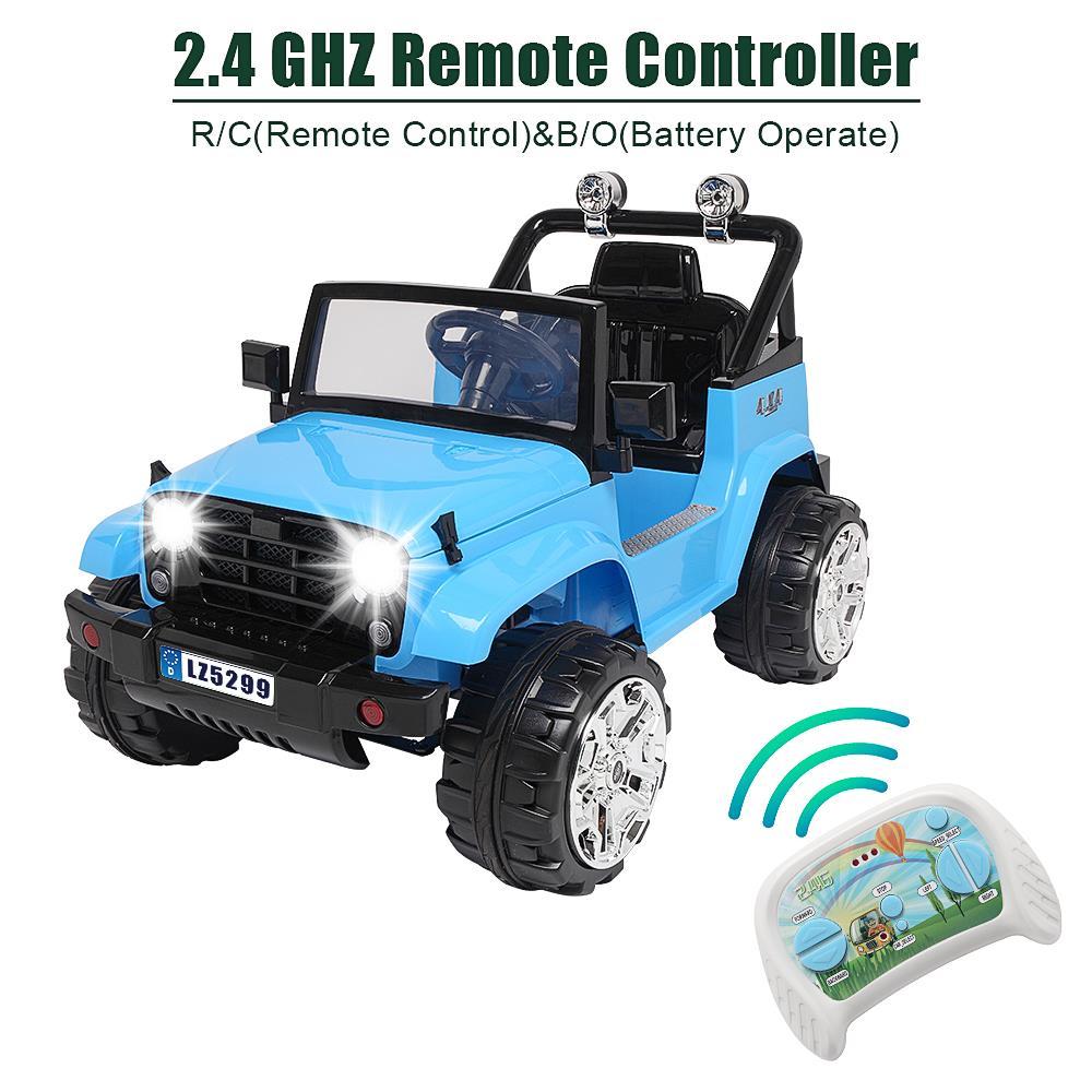Zimtown Safety 12V Battery Electric Remote Control Car, Kids Toddler Ride On Cars Motorized Vehicles Toy Car, Wheels Suspension, Seat Belts, LED Lights and Realistic Horns Blue