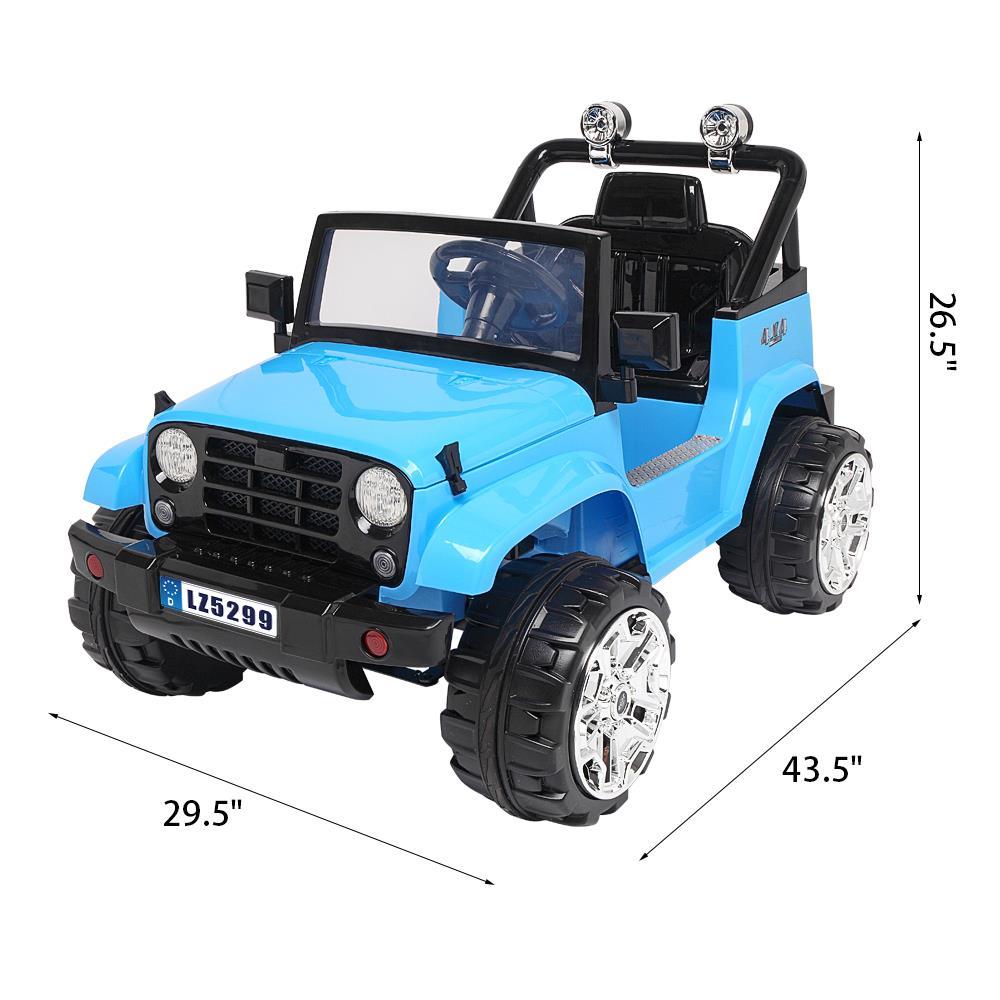 Zimtown Safety 12V Battery Electric Remote Control Car, Kids Toddler Ride On Cars Motorized Vehicles Toy Car, Wheels Suspension, Seat Belts, LED Lights and Realistic Horns Blue