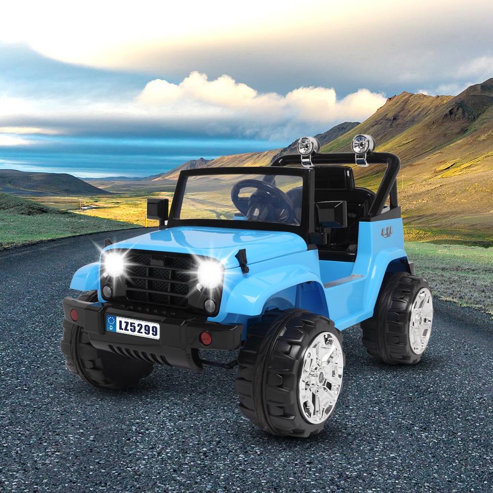 Zimtown Safety 12V Battery Electric Remote Control Car, Kids Toddler Ride On Cars Motorized Vehicles Toy Car, Wheels Suspension, Seat Belts, LED Lights and Realistic Horns Blue
