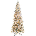 9 ft. Pre-Lit Incandescent Snow Flocked Pencil Artificial Christmas Tree with 500 Clear Lights