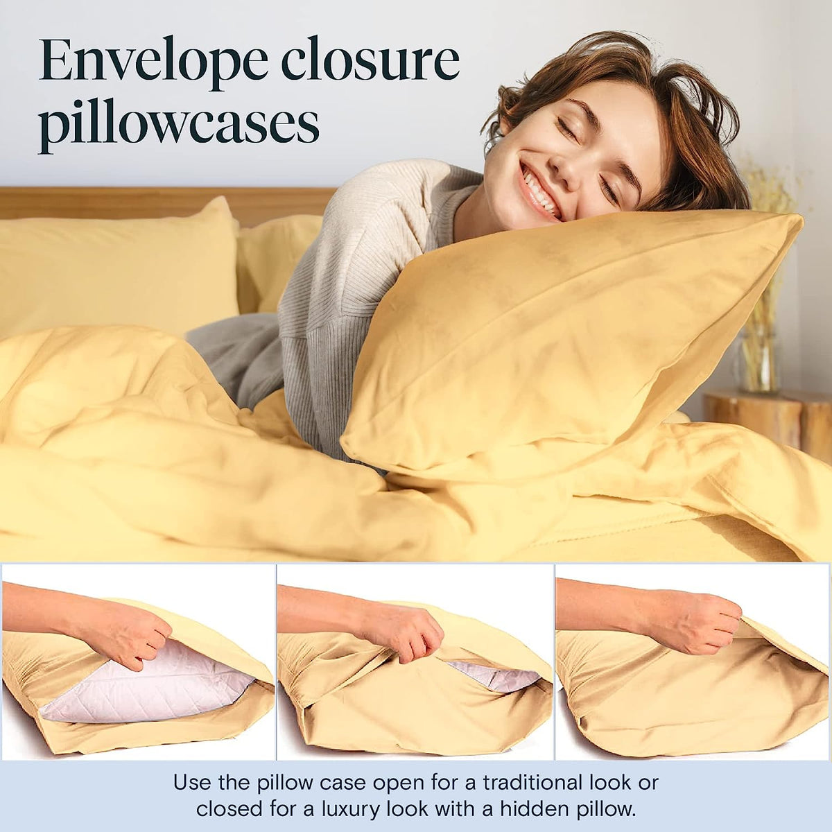 LuxClub 6 PC Full Size Sheet Set Bamboo Sheets Deep Pockets 18" Eco Friendly Wrinkle Free Cooling Sheets Machine Washable Hotel Bedding Silky Soft - Butter Full