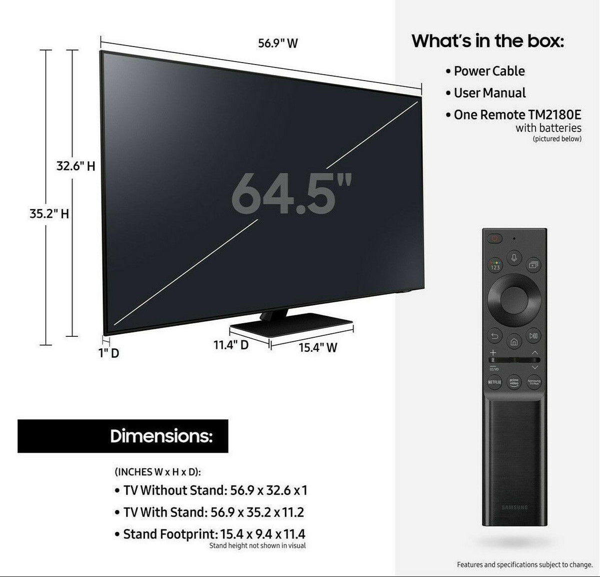 samsung qn85a 65" 4k ultra hd hdr smart neo qled tv - 2024 model *qn65qn85a