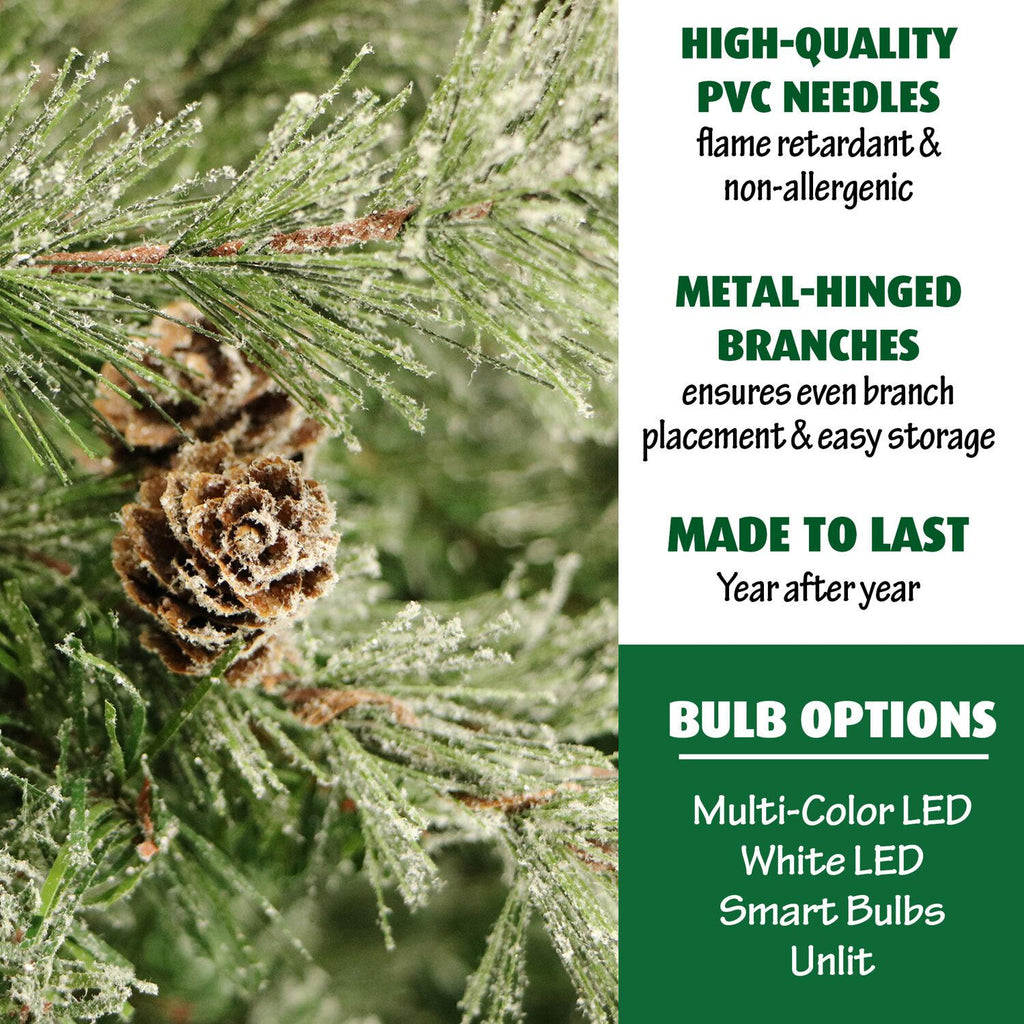 Fraser Hill Farm 6.5 Ft. Buffalo Fir Slim Artificial Christmas Tree with Multi-Color LED String Lighting