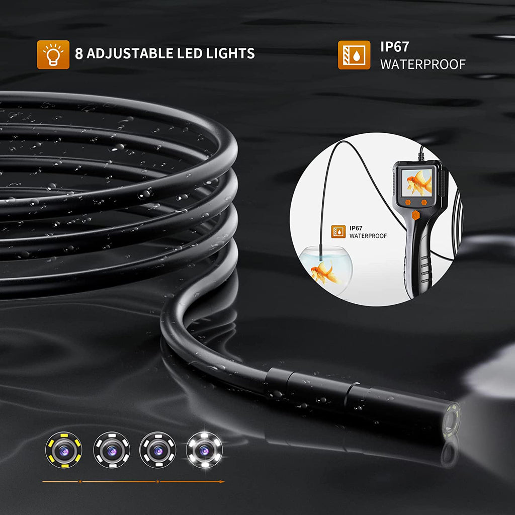 Borescope Endoscope Inspection Camera With 6 Led Lights, Handheld Sewer Endoscope Camera Screen Borescope Portable Snake Camera With 16.4FT