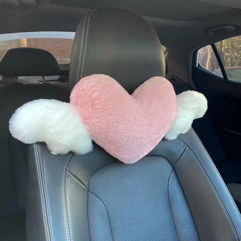 1pc Cute Cartoon Car Headrest Pillow, Neck Support Pillow, Cartoon Duck Love Heart Back Waist Pillow Seat Back Cushion Car Interior Decoration