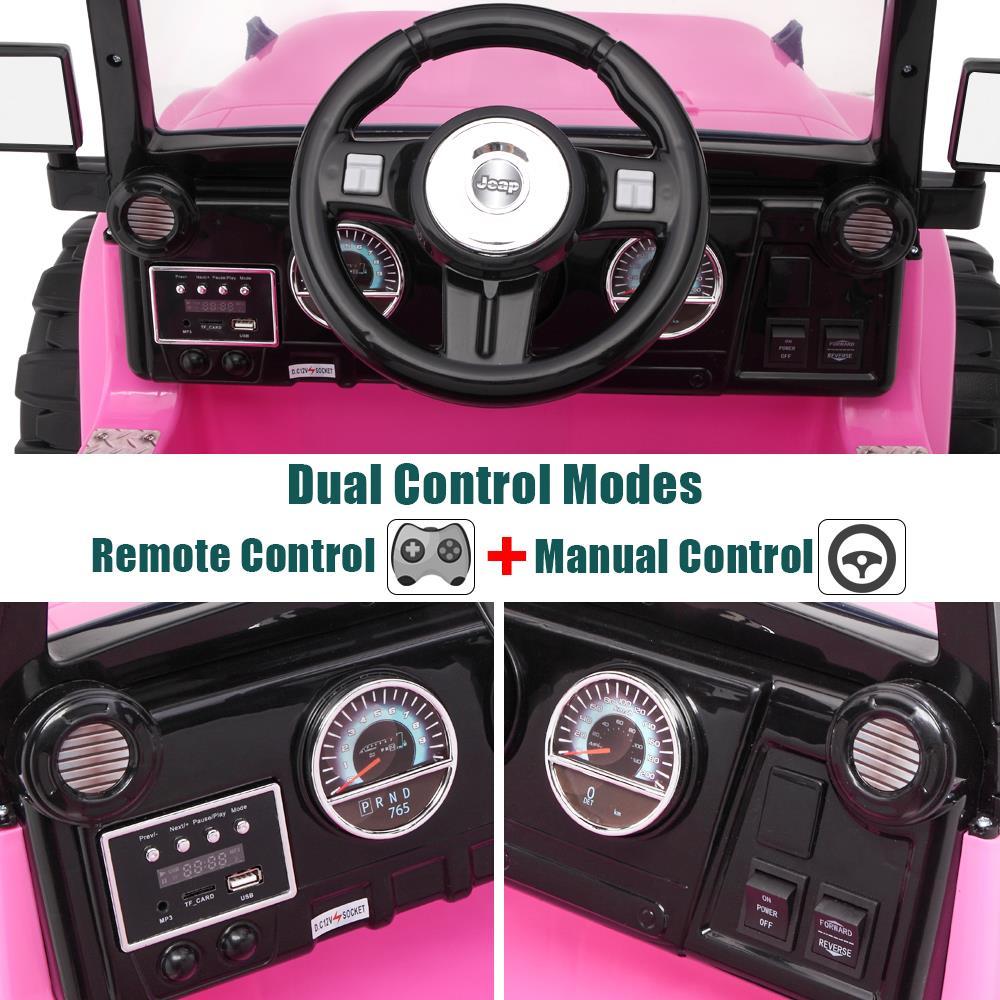 Zimtown Safety 12V Battery Electric Remote Control Car, Kids Toddler Ride On Cars Motorized Vehicles Toy Car, Wheels Suspension, Seat Belts, LED Lights and Realistic Horns Pink