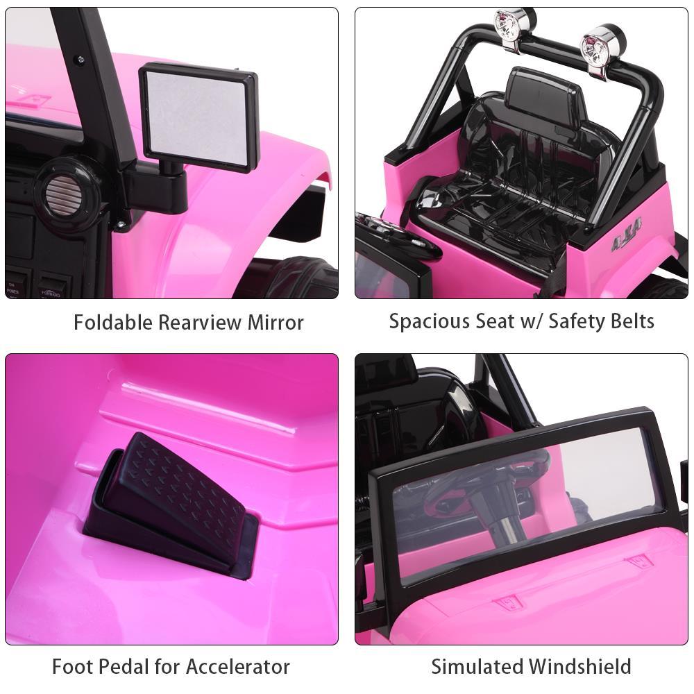 Zimtown Safety 12V Battery Electric Remote Control Car, Kids Toddler Ride On Cars Motorized Vehicles Toy Car, Wheels Suspension, Seat Belts, LED Lights and Realistic Horns Pink
