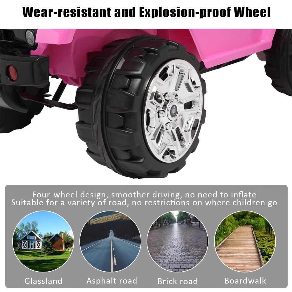 Zimtown Safety 12V Battery Electric Remote Control Car, Kids Toddler Ride On Cars Motorized Vehicles Toy Car, Wheels Suspension, Seat Belts, LED Lights and Realistic Horns Pink