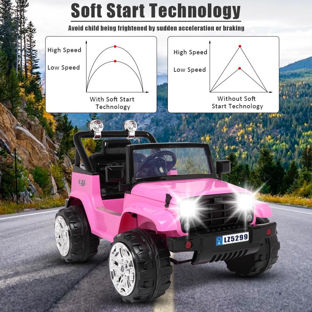 Zimtown Safety 12V Battery Electric Remote Control Car, Kids Toddler Ride On Cars Motorized Vehicles Toy Car, Wheels Suspension, Seat Belts, LED Lights and Realistic Horns Pink