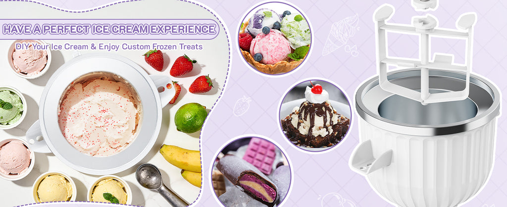 Ice Cream Maker Attachment for  Stand Mixer, Fits 4.5Qt and Larger  Mixers, 2 Quart Frozen Yogurt, Sorbet & Gelato Ice Cream Bowl by