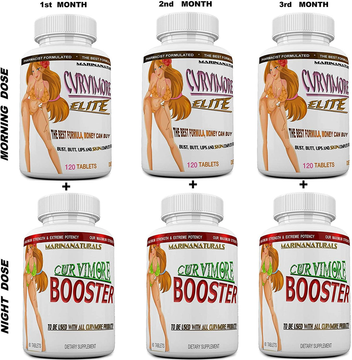CURVIMORE Elite Complete ☀ Our Advanced Natural Breast Enlargement, Butt Enhancement, Bust Enhancement Lip Plumping & Skin Tightening Pills – Fuller Breasts, Booty & Brazilian Butts. 3-Month Course