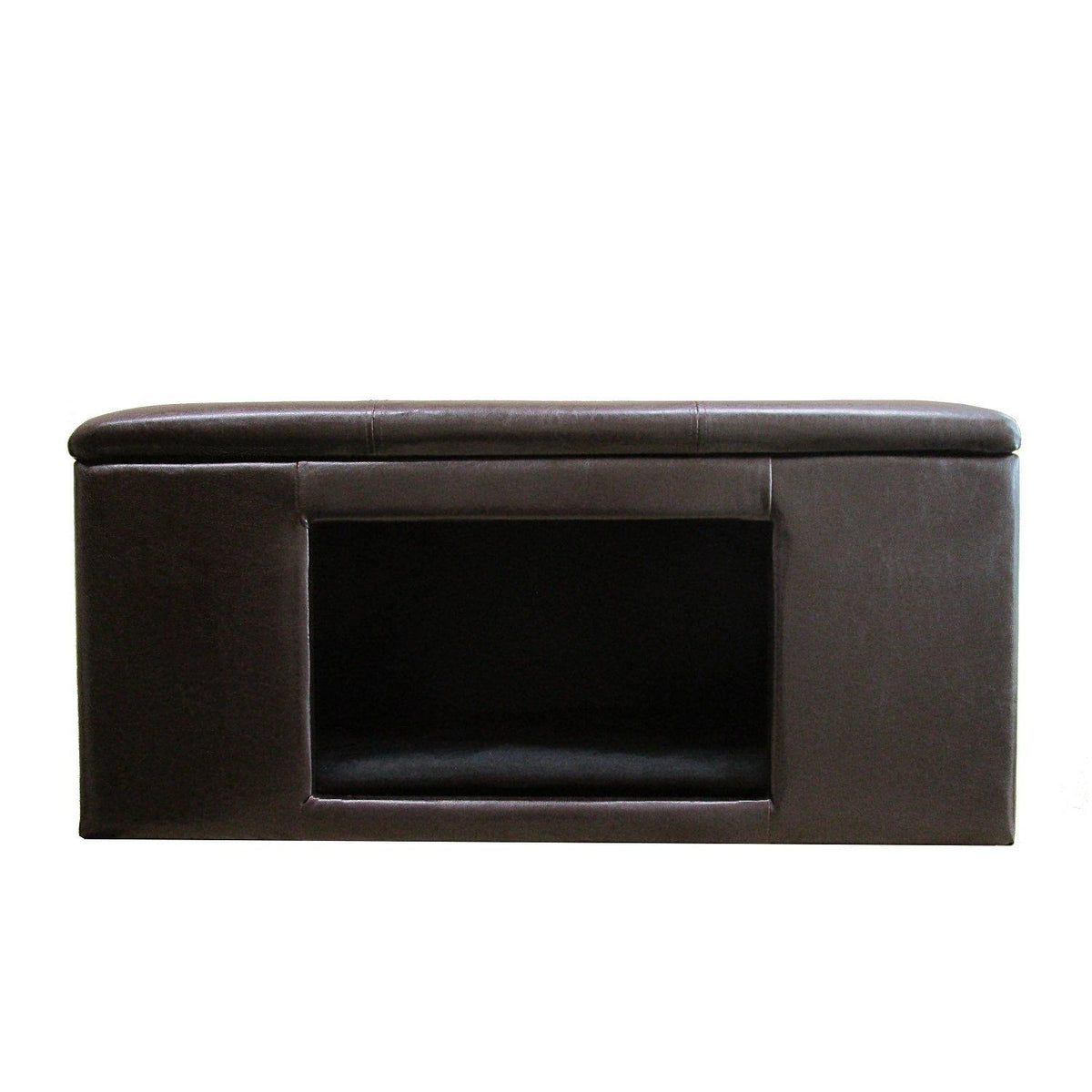 HomePop Leatherette Button Tufted Bench Pet Bed, Brown