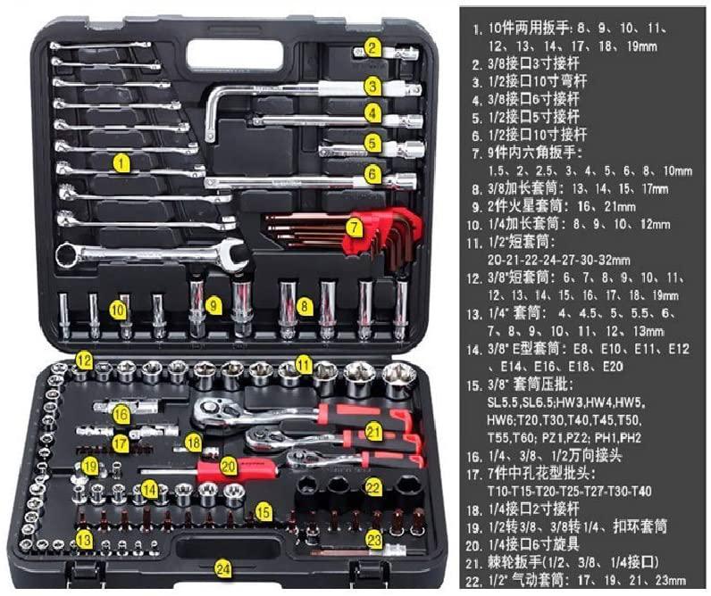 GJNVBDZSF Repair Kit Wrench 120pcs Socket Set Car Repair Tool Auto Hand Tool Kit Ratchet Set Torque Wrench Chrome Vanadium Steel Auto Tools Repair Tools
