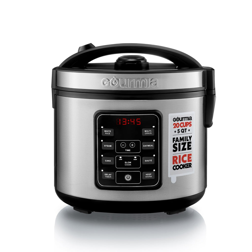 Rice Cooker – 5 Qt Capacity, 20 Cup Cooked, 10 Cup Uncooked, Digital Controls, 6 CooPresets, Grain Cooker & Steamer, Nonstick Pot, Steam Tray, Delay Timer, Keep Warm,  Steel