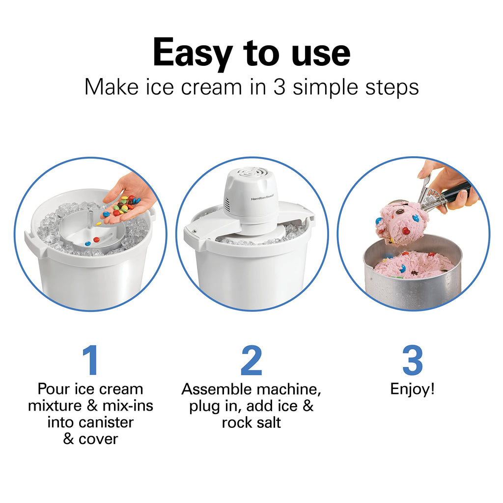 Automatic Electric Ice Cream Maker & Frozen Yogurt Machine | 4 Quart | Makes A Variety Of Treats Including Sorbet, Sherbet, Gelato, Custard |Simple & Customizable | White | 68330N
