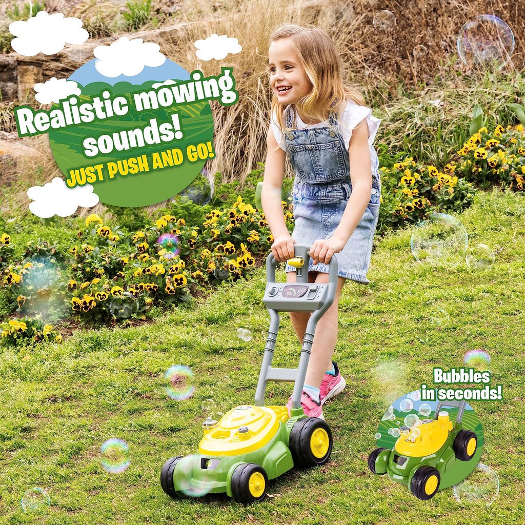 Bubble Lawn Mower for Toddlers, Bubble Blowing Machines, Indoor and Outdoor Gardening Toy, Birthday, Party Favor for Preschool Girls and Boys, No Batteries Required, 2+