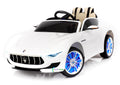 12V Maserati Alfieri Ride on Electric Car For Kids with MP4 Touch Screen Remote Control LED lights wheels MP3 Leather seat - White