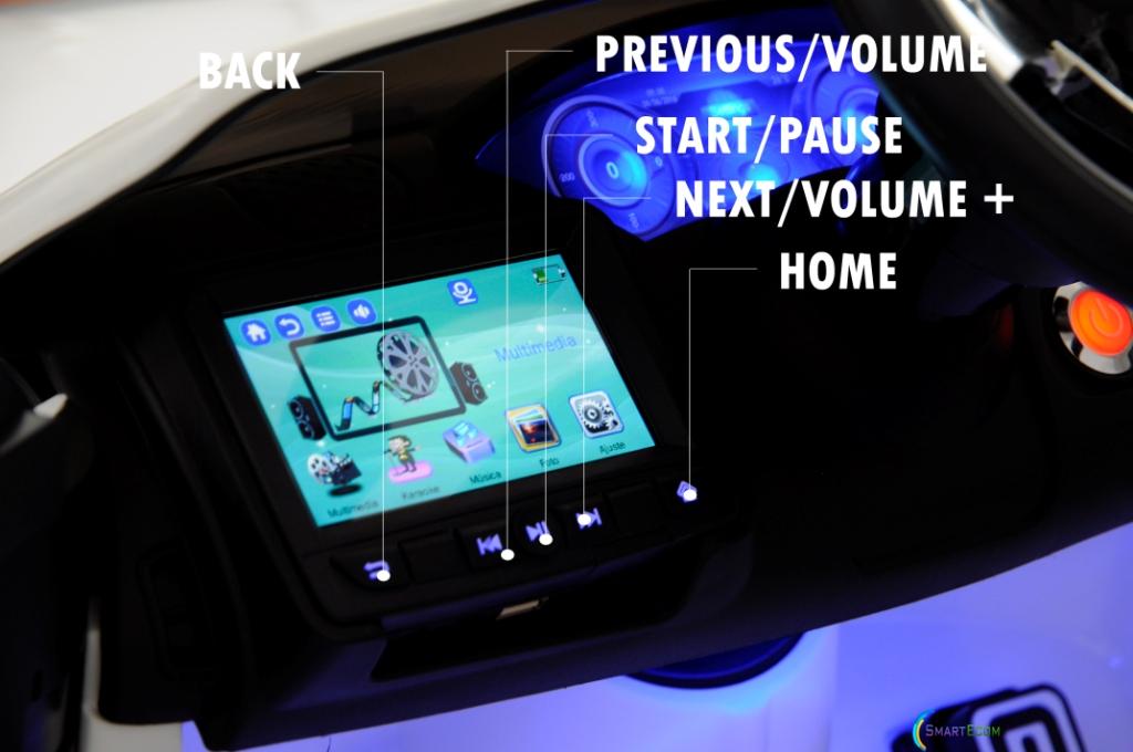 12V Maserati Alfieri Ride on Electric Car For Kids with MP4 Touch Screen Remote Control LED lights wheels MP3 Leather seat - White