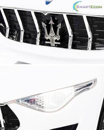 12V Maserati Alfieri Ride on Electric Car For Kids with MP4 Touch Screen Remote Control LED lights wheels MP3 Leather seat - White