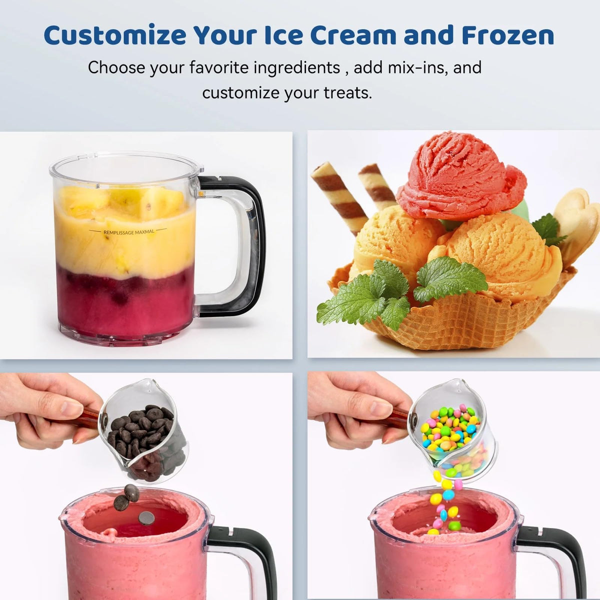 Ice Cream Maker with Brushless DC Motor, 10 Preset Programs Frozen Treat Machine with Integrated Shifting Shaft and Blade, Touchscreen Control Panel, Lift & Process Technology for Gelato, Sorbet