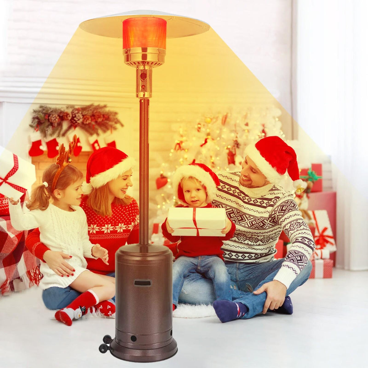46000 BTU Commercial B-ronze Outdoor Patio Heater With Wheels, 87-in