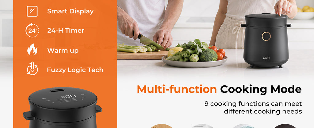 Compact Mini Rice Cooker Small Kitchen 3-Cup (Uncooked) / 6-Cup (Cooked), Non Stick Ceramic Inner Pot Rice Maker, 24H Timer Delay, Auto Keep Warm, 9 Functions Multicooker For Brown Rice, Steam, Soup
