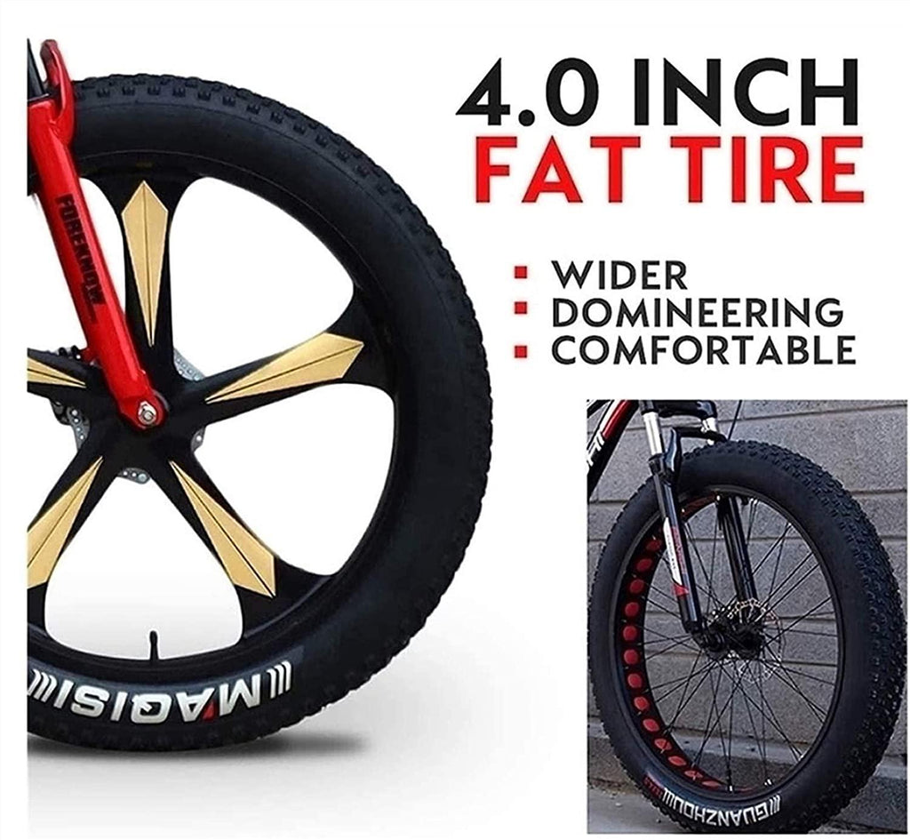 CHICAI High-Carbon Student Bike Adult 26-inch Beach Snow Fat Bike Mountain Cross-Country Steel Ultra-Wide Tire Sports Bike 21-30speed Low-Speed Racing (Size : 30-Speed)