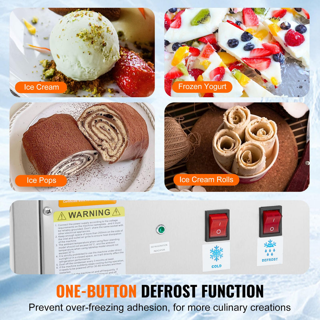 Commercial Ice Roll Maker,Stir-Fried Yogurt Cream Machine 220W, Ice Cream Roll Machine with 9.4" x 11" Square Pan, Button Defrost Method with Food Shovels Perfect for Bars,Cafes Dessert Shops
