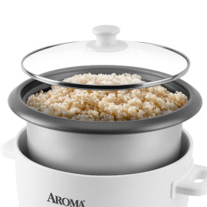 Rice Cooker, 8-Cup (Uncooked) / 16-Cup (Cooked), Pot-Style Rice Cooker and Soup Warmer with One-Touch Control, 4 Qt, White, ARC-368NG