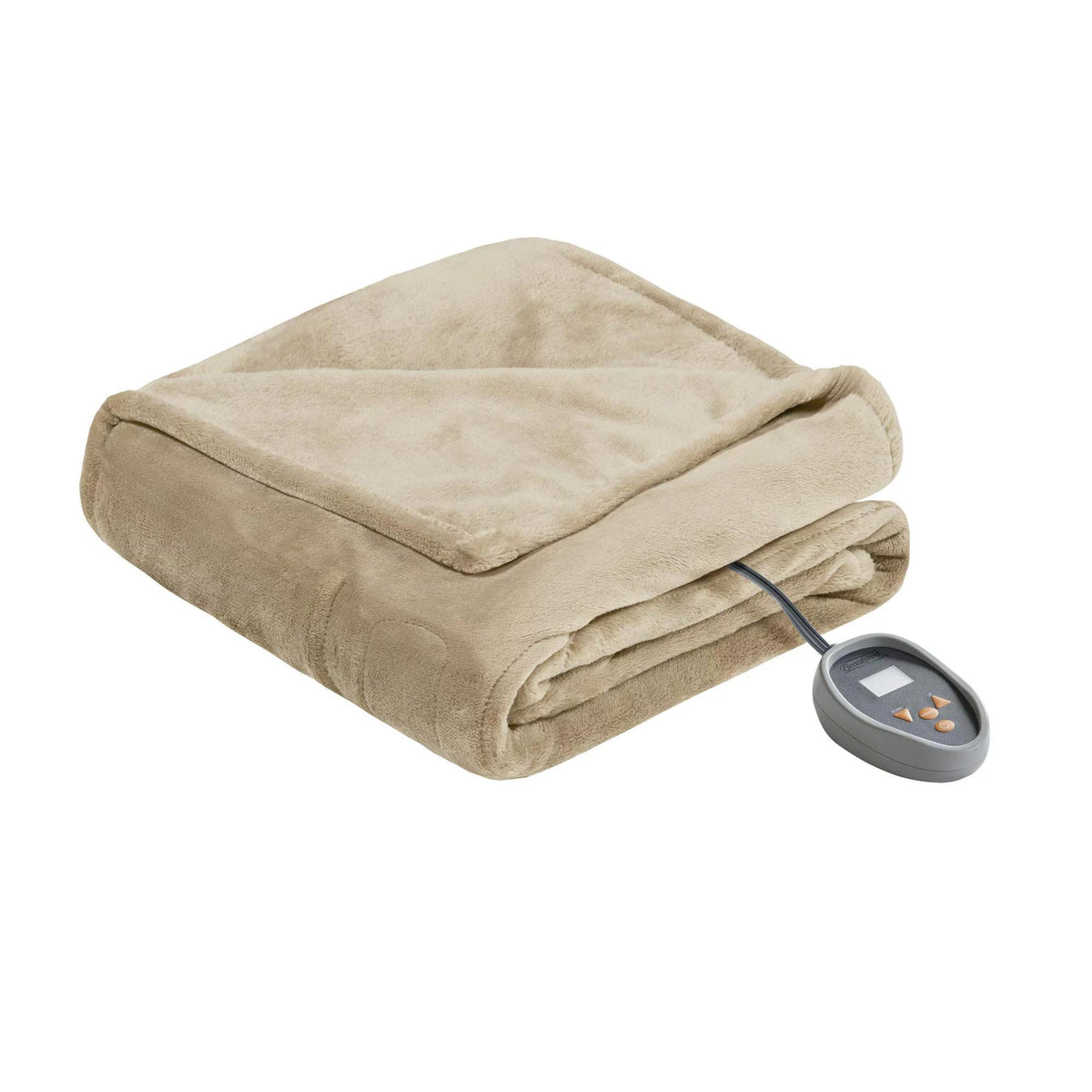 Heated Microlight to Berber Elect Electric Blanket with 20 Heat Level Setting Controller, Full: 80x84, Tan
