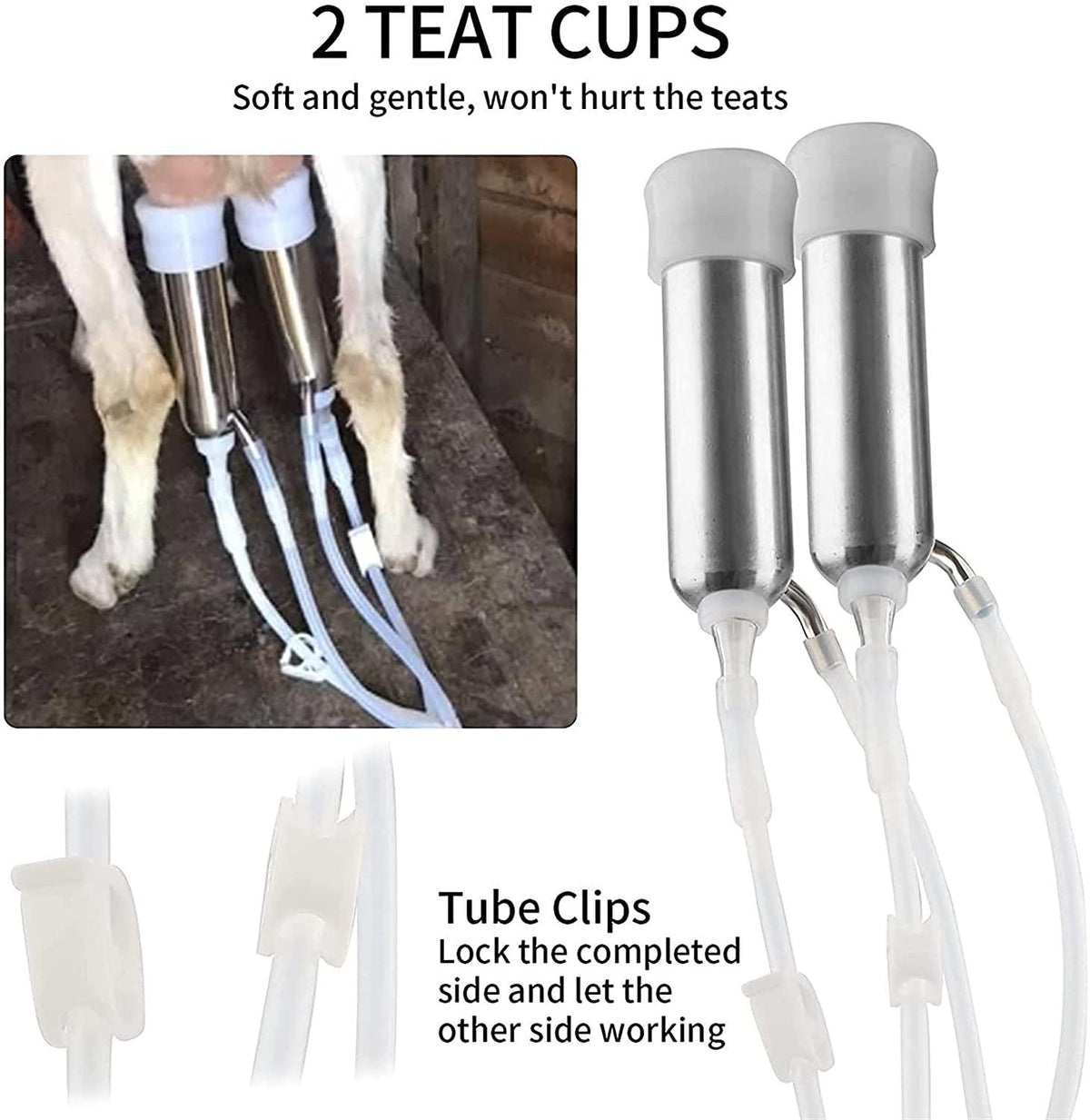 xiuli electric portable milking machine for goats sheep, impulse milking supplies vacuum pump milker with 3l stainless steel milker livestock household domestic farm milking device