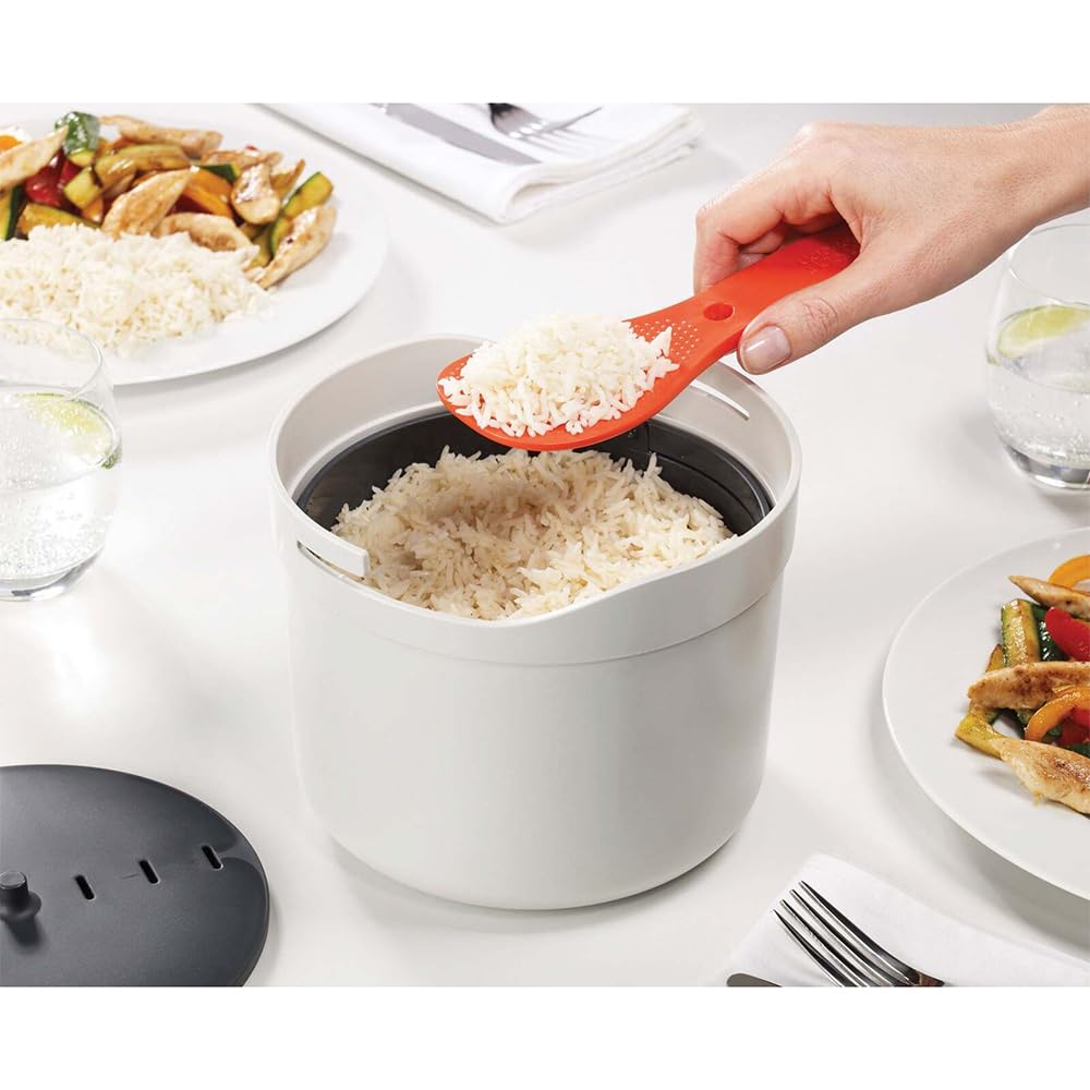 M-Cuisine Microwave Rice Cooker Steamer 2 Liter/8.5 Cup - Stone/Orange
