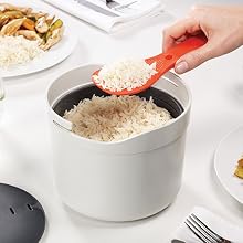M-Cuisine Microwave Rice Cooker Steamer 2 Liter/8.5 Cup - Stone/Orange