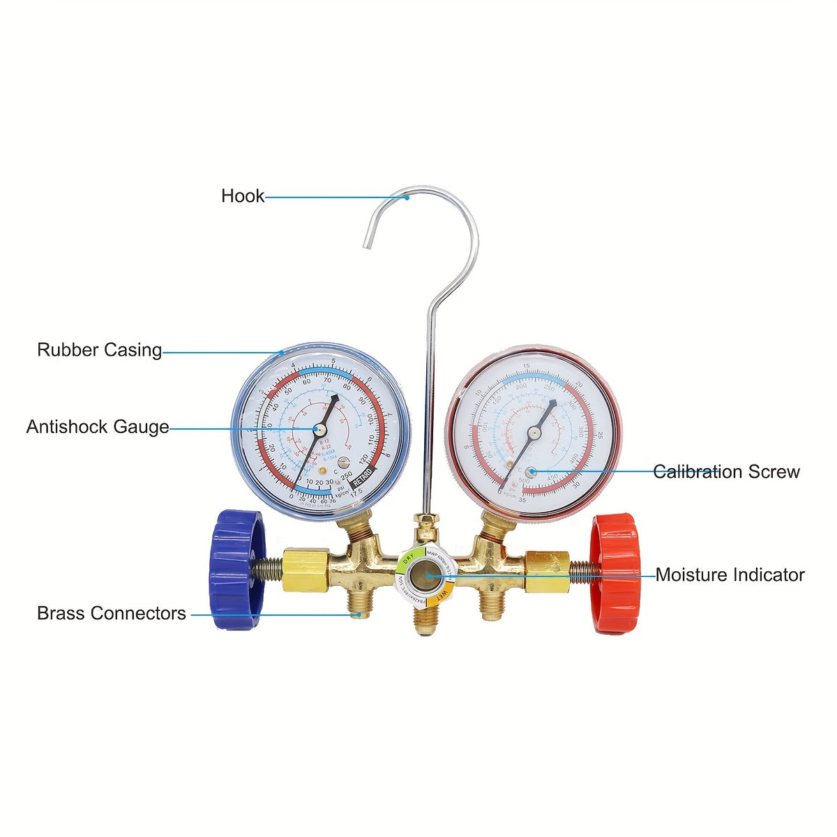 For R12 R22 R404A R134A Manifold Refrigerant GauAir Condition Refrigeration Set Air Conditioning Tools With Hose And Hook