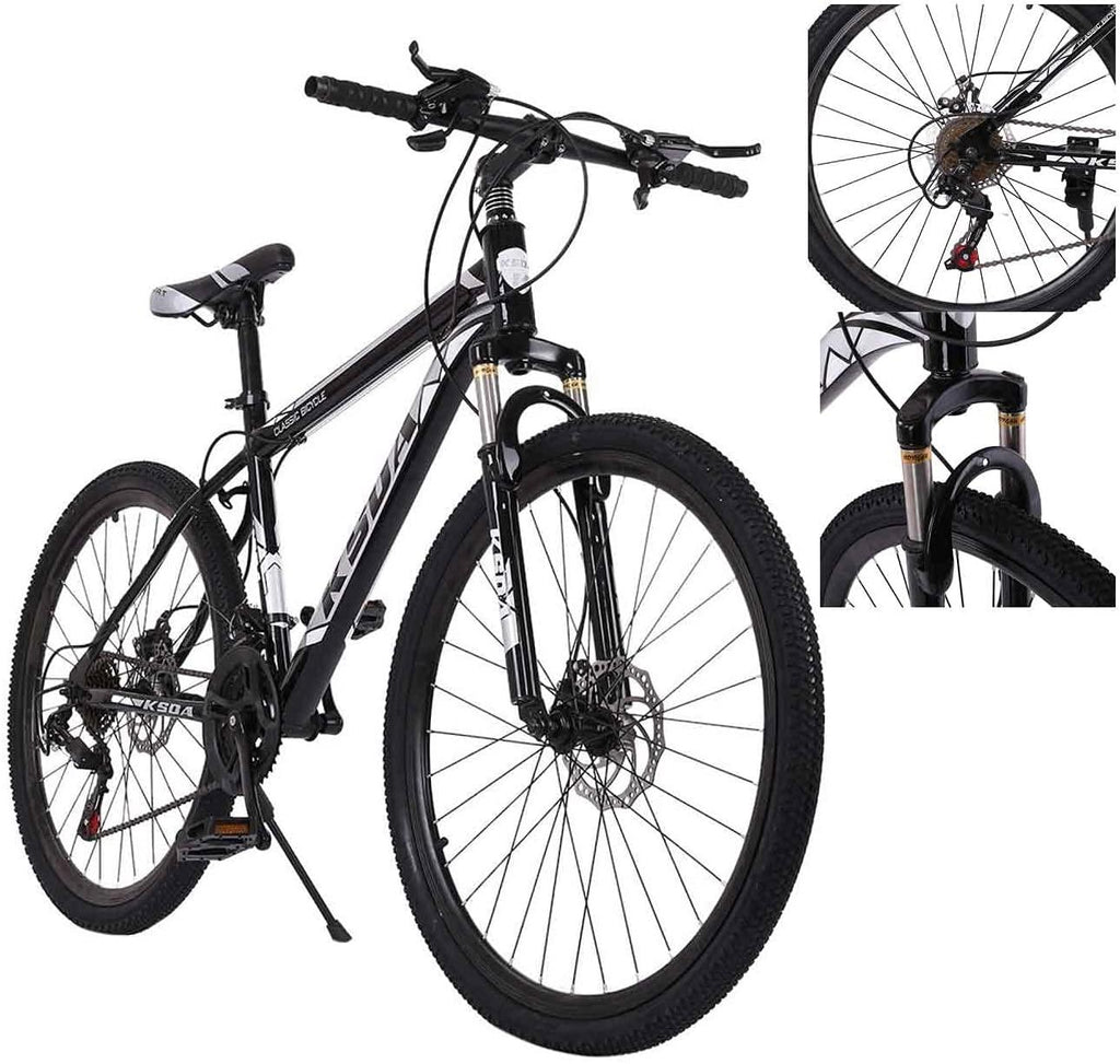LVLONG Junior Aluminum Full Mountain Bike Stone Mountain 26 Inch 21-Speed Bicycle for Men and Women Student