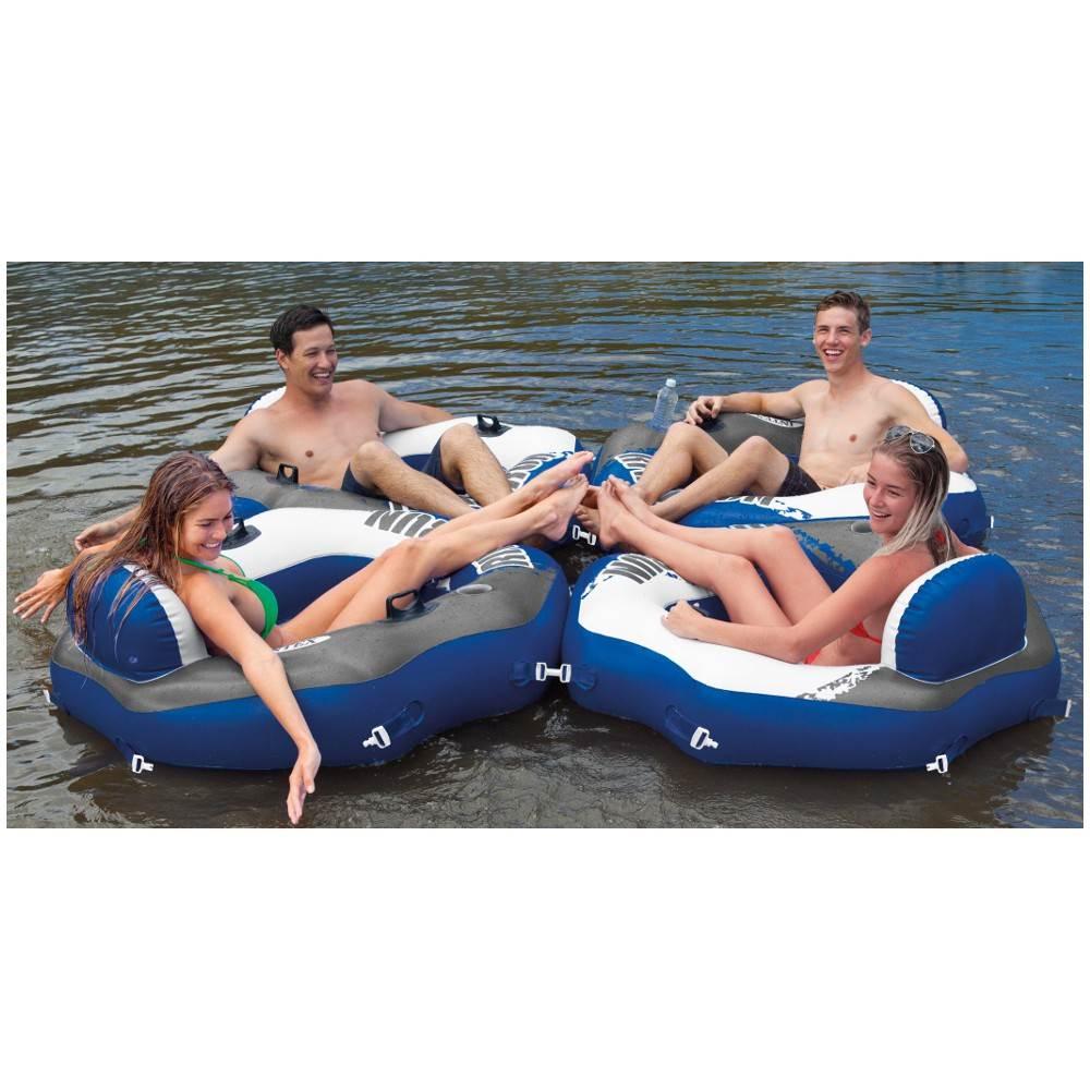 River Run Connect LounInflatable Floating Water Tube (6 Pack) &amp; Cooler