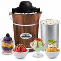 EIM949 Old Fashioned 6 Quart  Walnut Bucket, Electric Ice Cream Maker Machine Appalachian, Uses Ice and Rock Salt