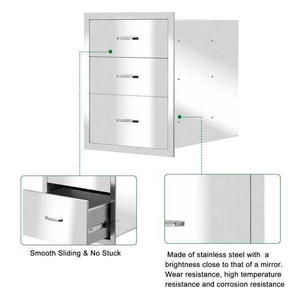 Multi-size BBQ Drawer Island Components Courtyard Oven Drawer Stainless Steel