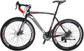 Road Bike 700C Steel Road Bicycle Dual Disc Brake 21-speeds Road Bike Black/White
