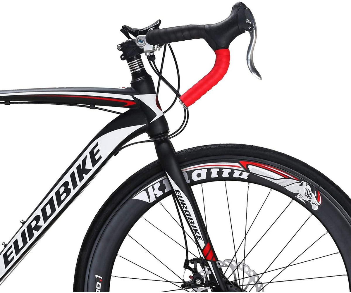 Road Bike 700C Steel Road Bicycle Dual Disc Brake 21-speeds Road Bike Black/White