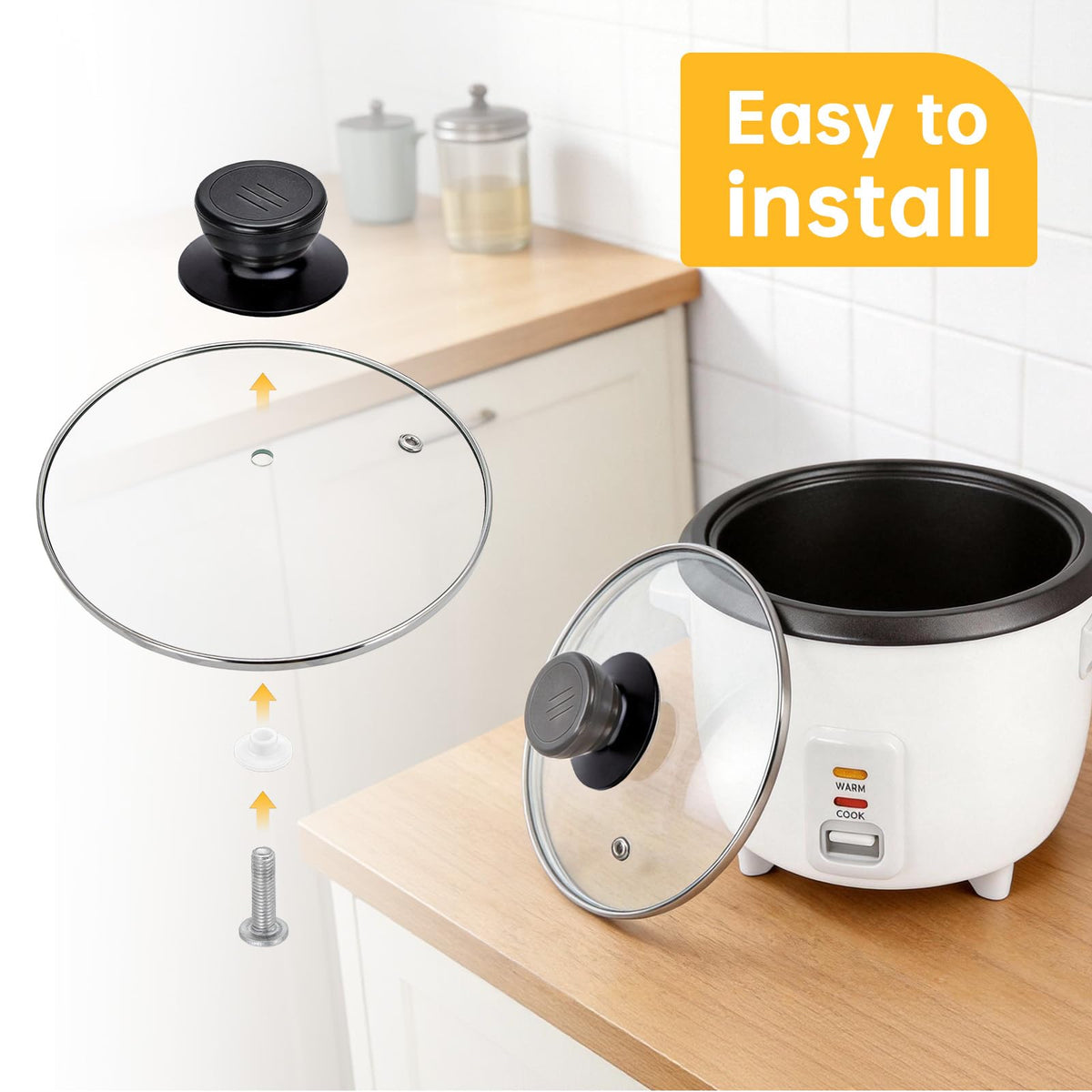 6.9in rice cooker tempered glass lid - compatible with  Rice Cooker （ARC-363NG）