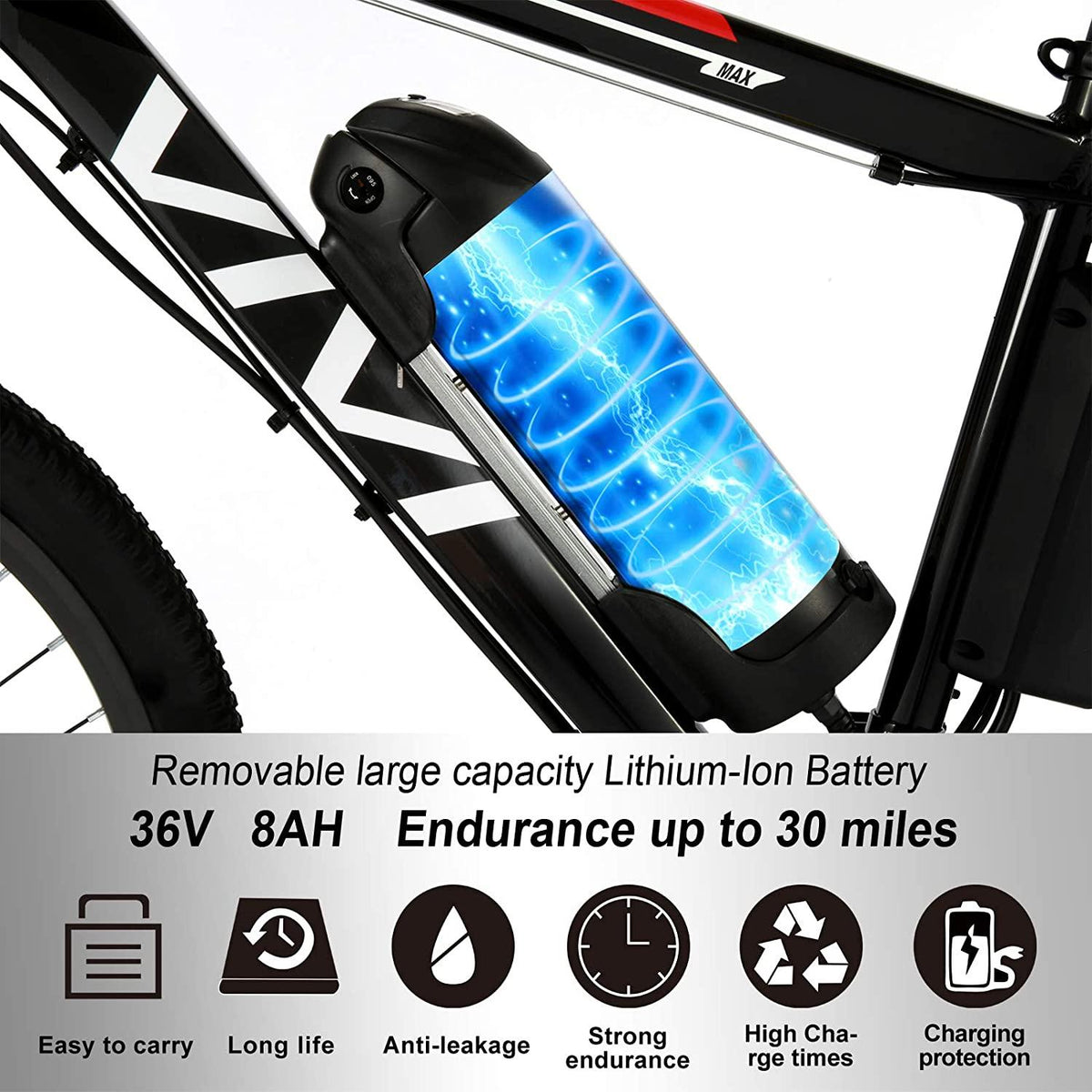 Vivi 500W/350W Electric Bike, Adult Electric Bikes 26" Mountain Bike Bicycle with 21-Speed Gears/Removable 48V/12.5Ah/36V/8Ah Battery/4 Modes/2 Mudguards
