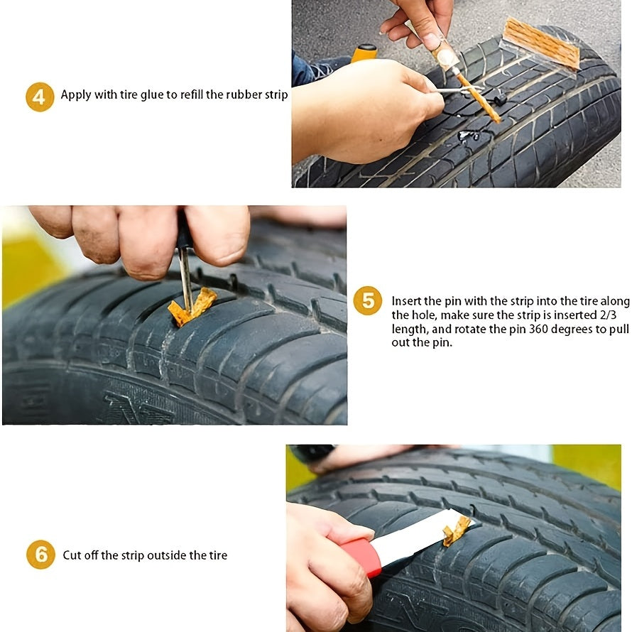 Car Bicycle Tire Repair Tool Set Vacuum Tire Electric Vehicle Emergency Tire Repair Rubber Strip Tool Tire Repair Rubber Strip