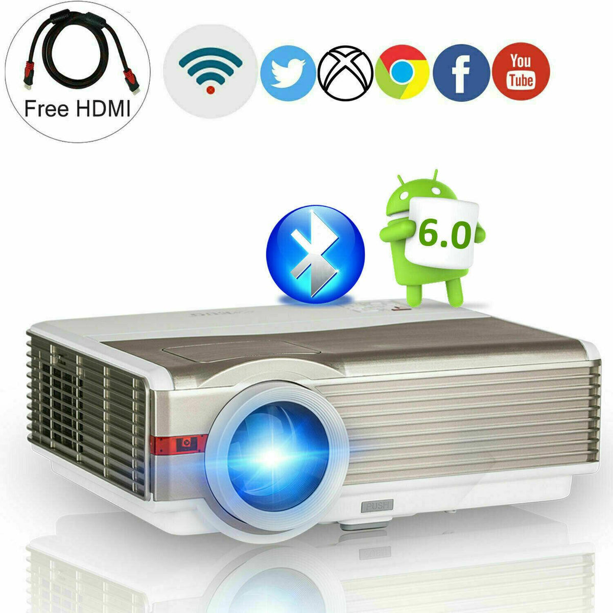 hd android wifi projector home theater proyector 150'' movie tv youtube netflix