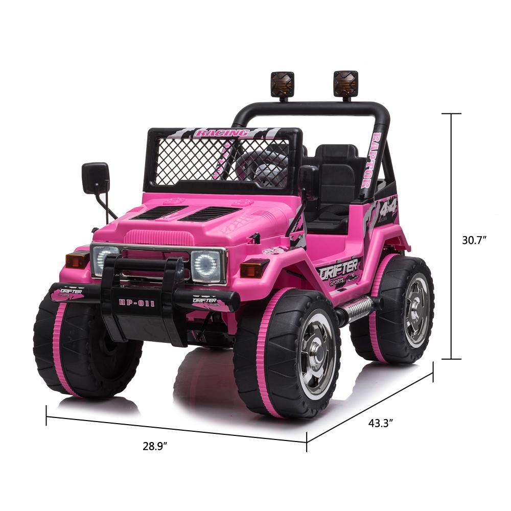 LEADZM LZ-11 Electric Car Child Jeep,Ride on Car for Kid,Double Drive with 2.4G Remote Control,12V 7AH Rechargeable Battery,LED Car Headlights-Pink