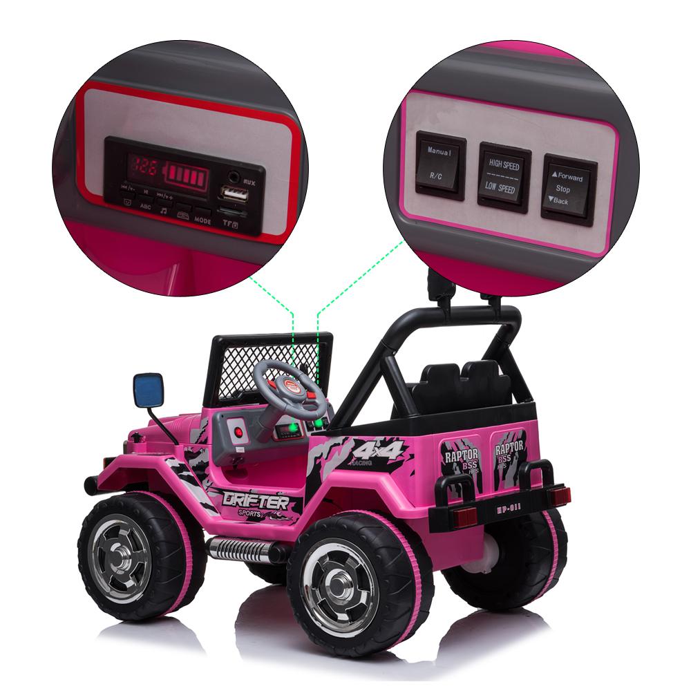 LEADZM LZ-11 Electric Car Child Jeep,Ride on Car for Kid,Double Drive with 2.4G Remote Control,12V 7AH Rechargeable Battery,LED Car Headlights-Pink